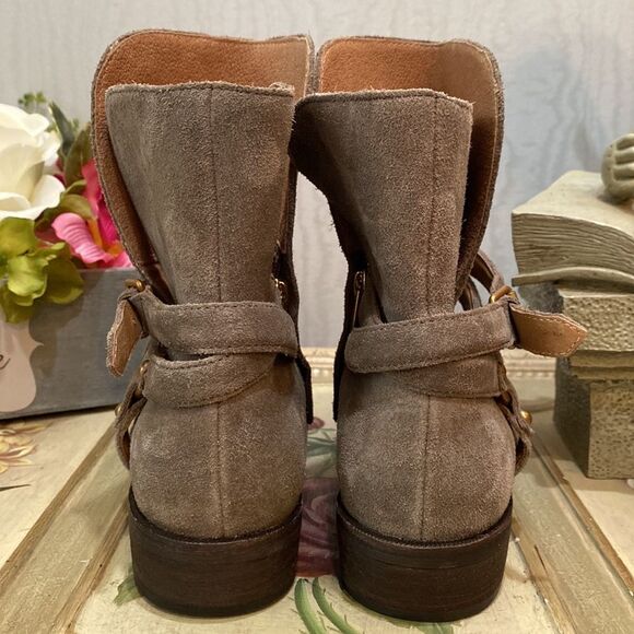 UGG Kelby Suede Leather Harness Ankle Boots Mouse Gray Sz 7 Excellent Condition - Picture 9 of 13